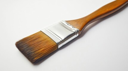 Flat Paint Brush with Wooden Handle for Precision Painting and Decorating on Smooth Surfaces