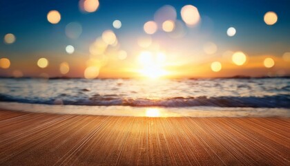 abstract summer vacation bokeh sunset light on beach