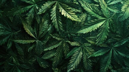 Cannabis leaves background showcasing marijuana foliage for medicinal and recreational use in health and wellness contexts