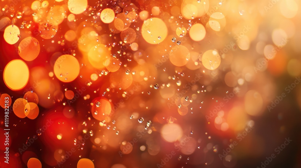 Poster bokeh light created by water droplets creating a vibrant and colorful abstract background with warm 