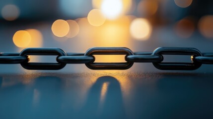 Conceptual image of a chain symbolizing backlinks representing website linking and connectivity in digital marketing and SEO strategies.