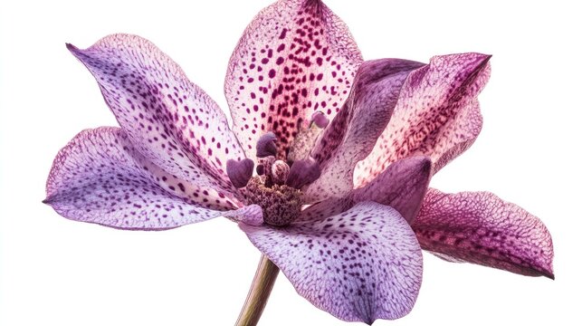 Stunning purple and pink orchid flower isolated on a clean white background emphasizing intricate petal details and natural beauty
