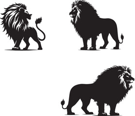 Lion black and white silouette 