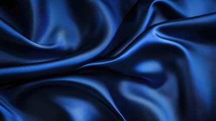 Obraz premium Satin fabric texture in rich dark blue tone creating elegant and luxurious background design for various creative projects