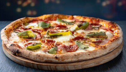 Deliciously baked pizza with fresh toppings ready to be enjoyed