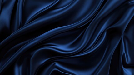 Obraz premium Elegant dark blue satin fabric draped smoothly with intricate folds and textures ideal for luxurious backgrounds or design projects
