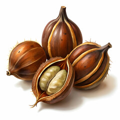 castor seeds on white background