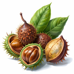 castor seeds on white background