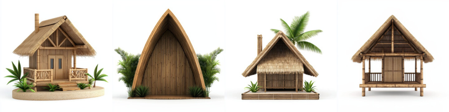 Serene bamboo houses peaceful escape