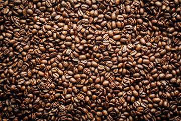 A roasted coffee beans texture background.