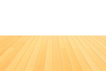 Empty light wood table top isolate on white background - can used for display or mock up your products.