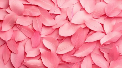 Naklejka premium Vibrant collection of delicate pink leaves creating a soft and elegant natural background ideal for various design projects.