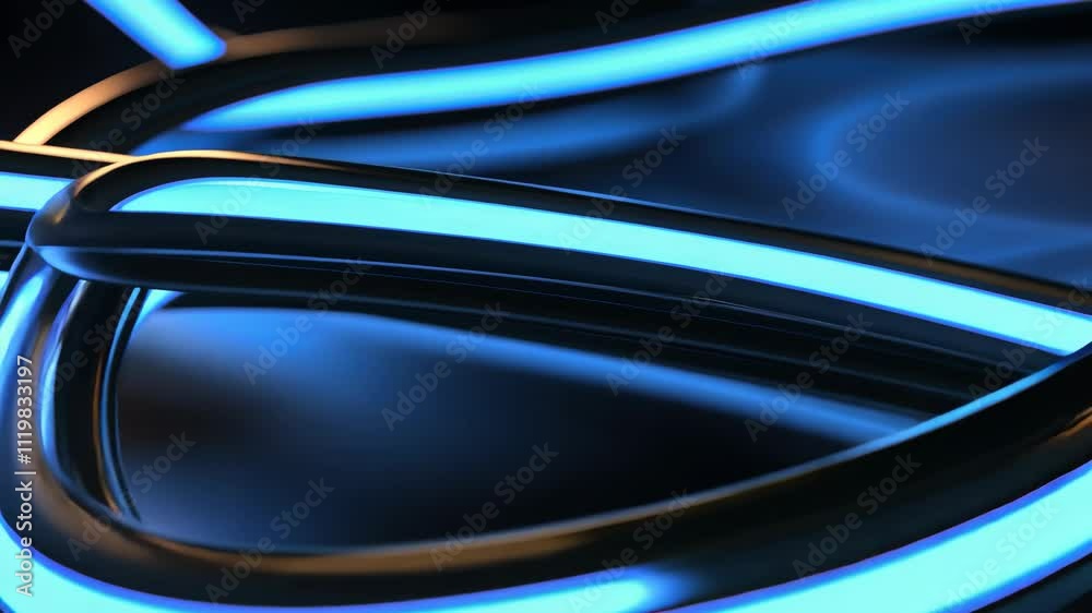 Poster abstract blue neon light patterns on dark background creating dynamic motion design