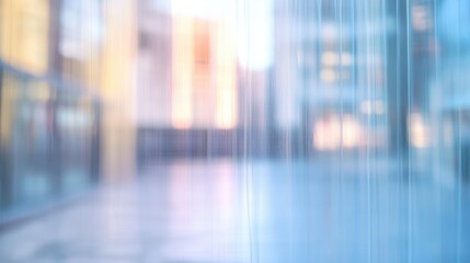 Soft focus of modern building architecture seen through a sheer curtain creating an artistic and abstract urban background effect.