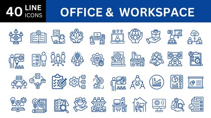 Office and Work web icons in line style.