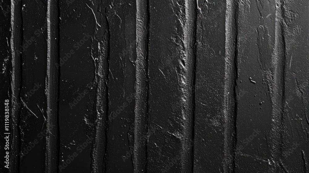 Poster black textured surface with vertical streaks creating an abstract background for design and artistic