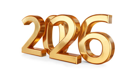 number 2026 golden metallic, isolated symbol, font-weight bold, as new year symbol