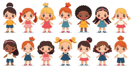 Cute Cartoon Children Illustration with Transparent Background for Design and Decor