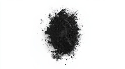 Black powder pile isolated on white background