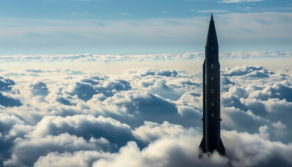 intercontinental ballistic missile over the big city illustration