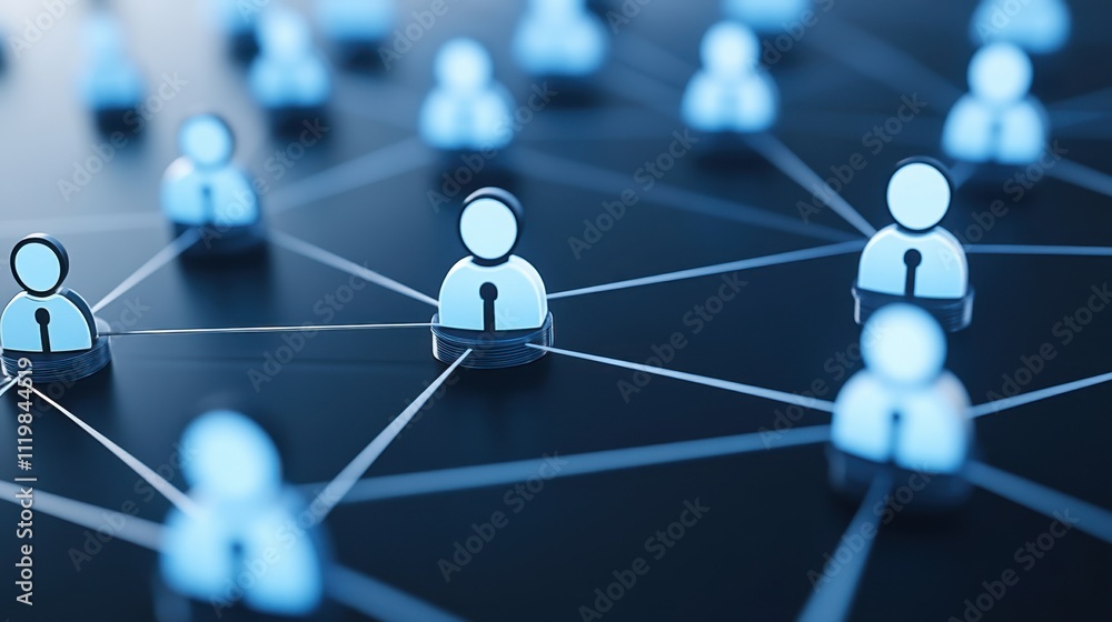Poster abstract network concept with user icons and connecting lines