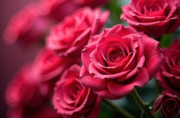 Obraz premium A beautiful bunch of vibrant red roses adorned with water drops