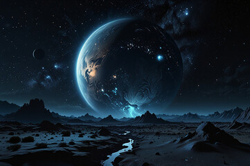 Stunning 3D Rendering of a Dark Earth Floating in Space