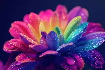 Fototapeta premium Vibrant Flower with Dew on Petals