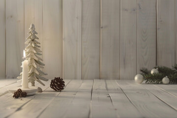 Christmas Home Decor: White Tree and Winter Pine Cone Arrangement – Ideal for Holiday Promotions