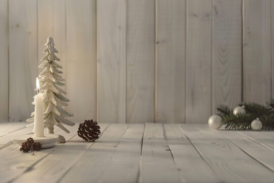 Christmas Home Decor: White Tree and Winter Pine Cone Arrangement &ndash; Ideal for Holiday Promotions