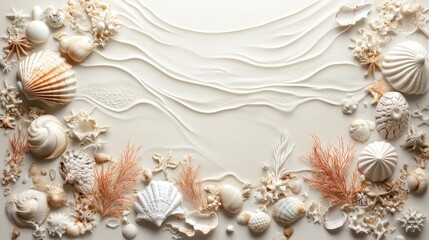 Obraz premium Serene Beach Scene with White Sand and Ocean Elements