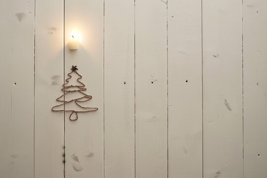Scandinavian Christmas Aesthetic: White Wooden Background with Nordic Patterns, Natural Pine Cones, Andy Space for Text &ndash; Ideal for Holiday Promotions