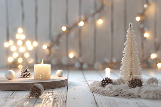 Christmas Home Decor: White Tree and Winter Pine Cone Arrangement&ndash; Ideal for Holiday Promotions