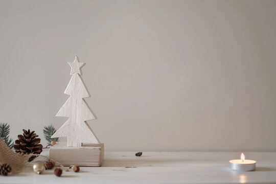 Christmas Home Decor: White Tree and Winter Pine Cone Arrangement &ndash; Ideal for Holiday Promotions