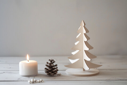Christmas Home Decor: White Tree and Winter Pine Cone Arrangement &ndash; Ideal for Holiday Promotions
