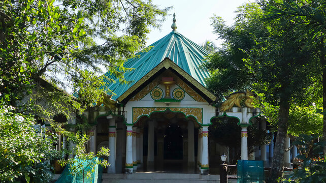 Entrance of Uttara Kamalabari Satra, a temple dedicated to Lord Krishna, located in Majuli, Assam, India.