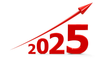 Red arrow up with 2025