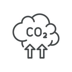 CO2 Emissions Line Icon. Vector Thin Outline Illustration of Carbon Dioxide Pollution in Atmosphere, Environmental Awareness Symbol for Climate Change and Global Warming