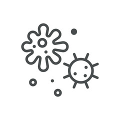 Microbes Icon. Thin Line Illustration of Airborne Bacteria and Viruses. Contaminated Environment and Health Risk Symbol. Isolated Outline Vector Sign