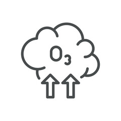 ozone (O3) air pollution Icon. Thin Line Illustration of Air Pollution from Ground-level Ozone Gas. Environmental Contamination and Climate Impact Symbol. Isolated Outline Vector Sign