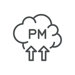 Particulate Matter (PM) Emissions Icon. Thin Line Illustration of Air Pollution from Fine Particles. Environmental Contamination Symbol. Isolated Outline Vector Sign