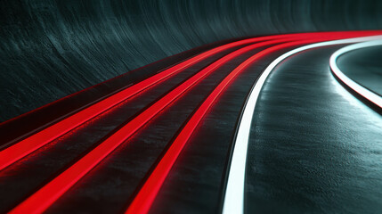 Abstract Motion Blurry Light Trails in Dark Environment with Red and White Colors