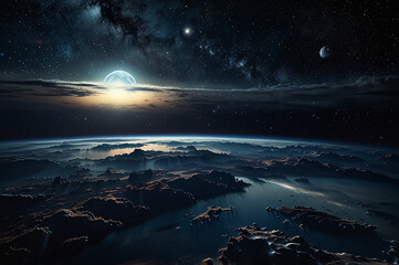 Stunning 3D Rendering of a Dark Earth Floating in Space