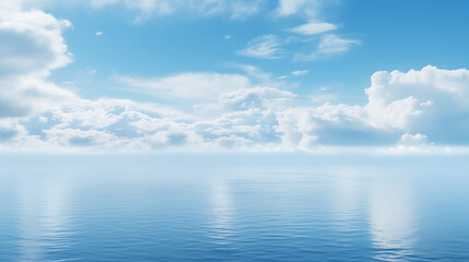 Obraz premium sea landscape. sky over calm sea. Blue sea and sunny sky on horizon over calm water