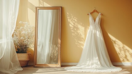 Elegant Bridal Dress in Sunny Room