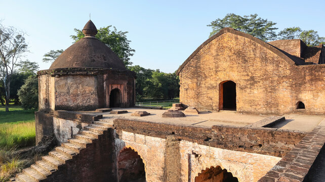 Ruins of Talatal Ghar, an 18th-century structure built by Ahom King Rajeshwar Singha, Sivasagar, Assam, India.