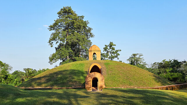 View of Burial Mound of Ahom Kings, Charaideo, Assam, India.