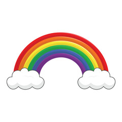 Rainbow Flat style with clouds