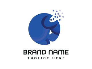 a blue circle logo design