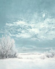 Soft Blue Winter Sky with Frosty Landscape